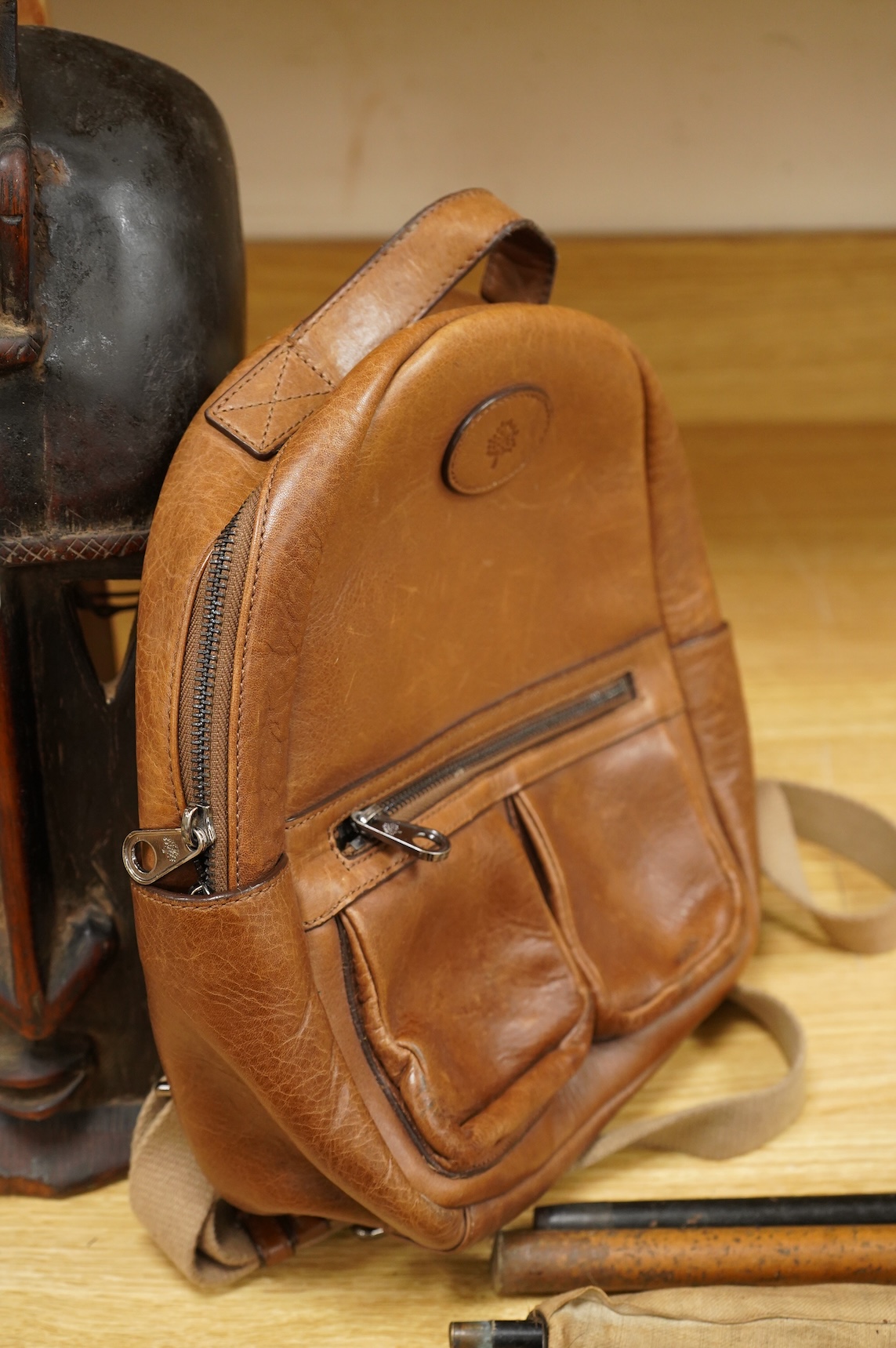 A Mulberry brown leather rucksack, 30cm high